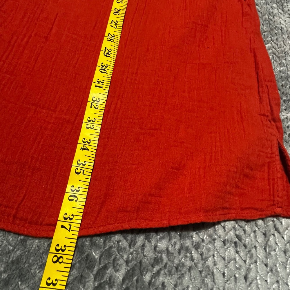 Old Navy Shift‎ Dress Burnt Orange Cotton Gauze Ruffle Neck 100% Cotton Size XL - Picture 7 of 7